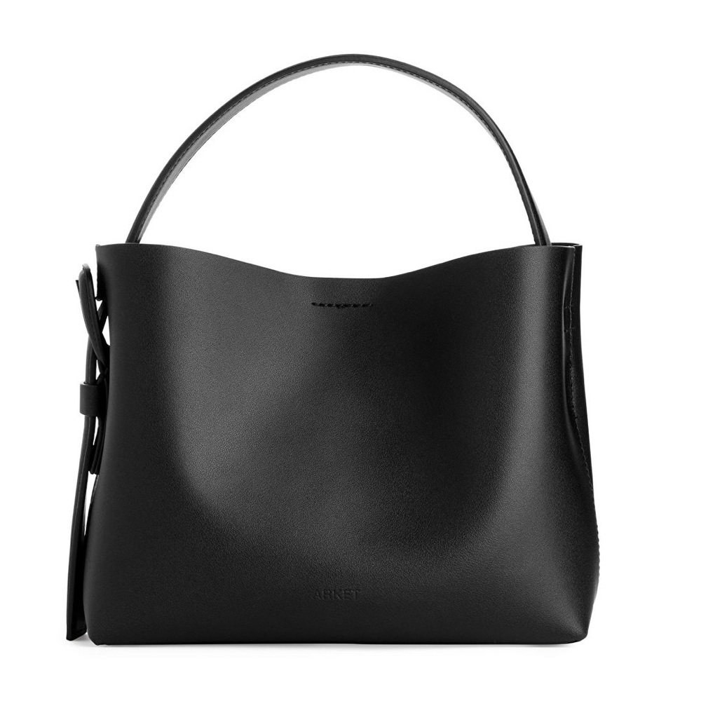 Arket Leather Satchel Tote Bag w Crossbody Strap Black - Picture 2 of 15